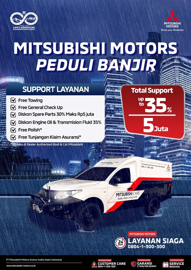 Mitsubishi Motors Sediakan Program Perawatan Buat Kendaraan yang Terdampak Banjir