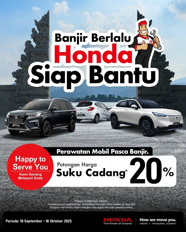 Honda Hadirkan Program Servis Khusus untuk Mobil Terdampak Banjir di Wilayah Bali