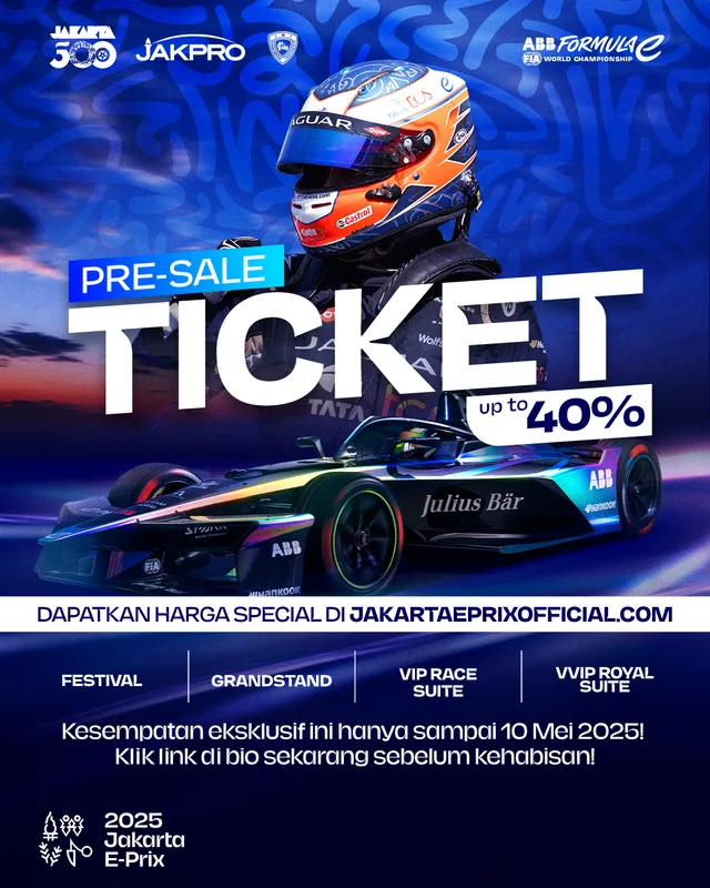Tiket Presale Jakarta E-Prix 2025 Sudah Dijual Sejak 28 April, Harga Mulai Rp 300 Ribu